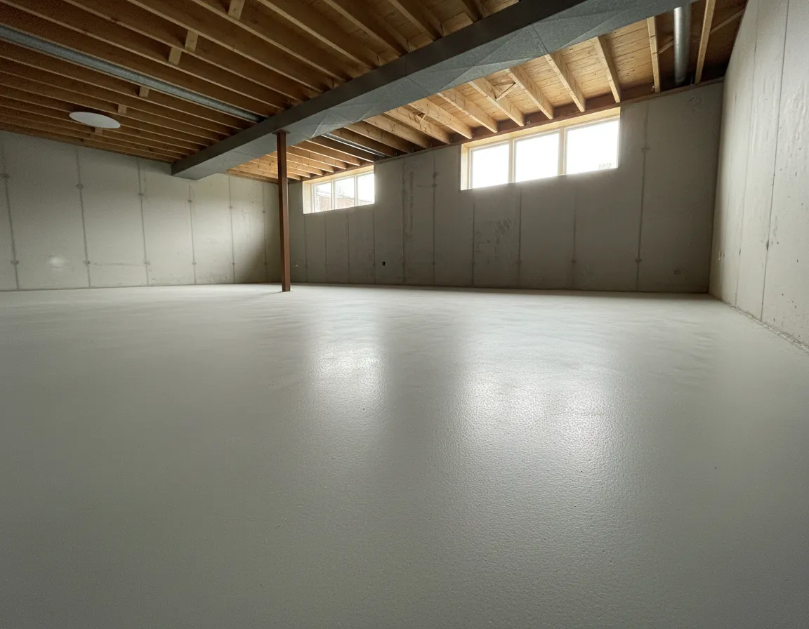 After – polished, light-reflective basement floor